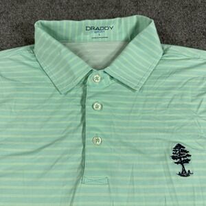 B Draddy Sport Golf Polo Mens Large Blue Striped Performance